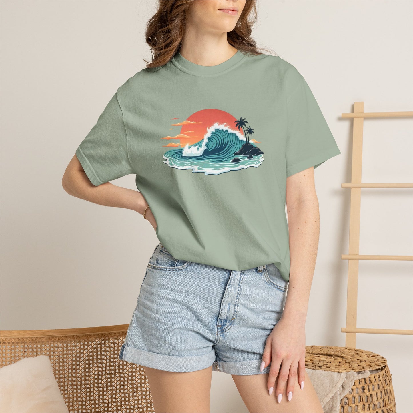 Sunset Surf Graphic T-Shirt — Tropical Wave Island Tee