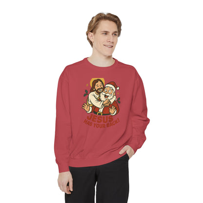 Christian Sweatshirt Jesus Santa Holidays Back Support