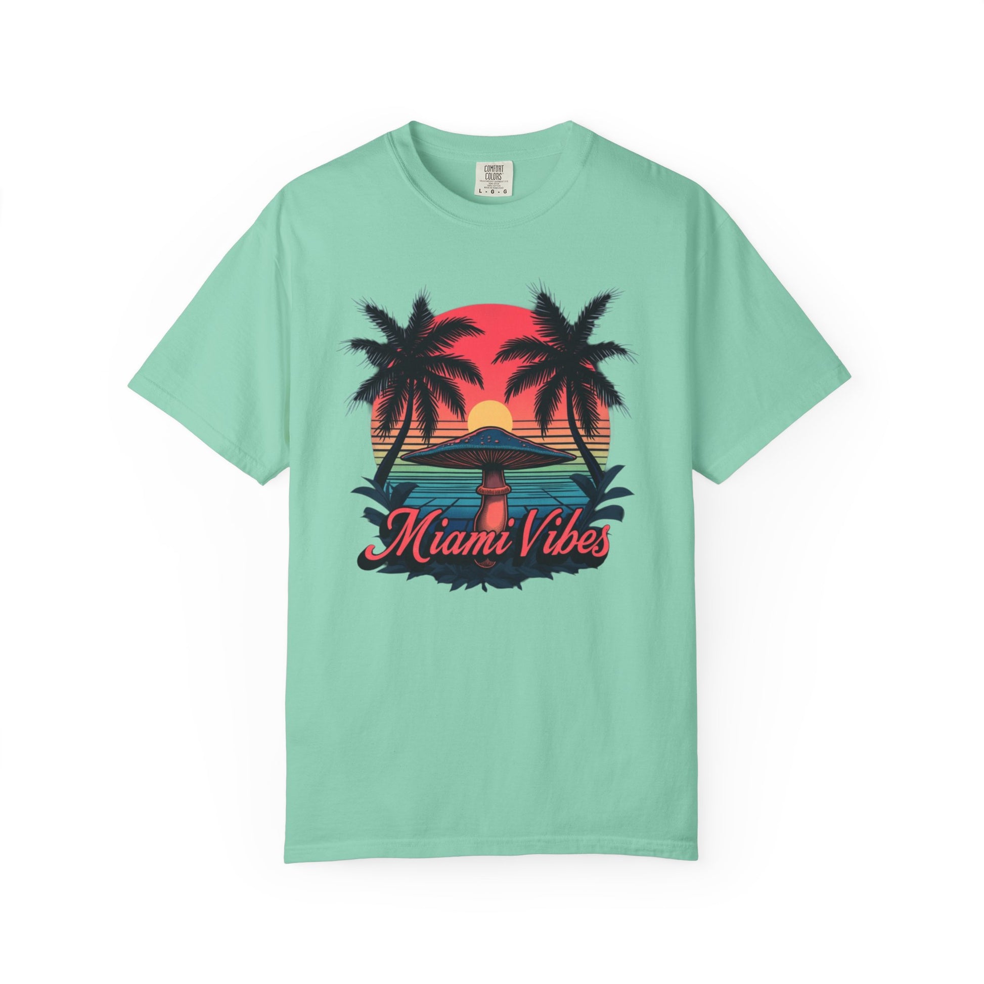 Miami Vibes, T-Shirt with Tropical Vibes Design, Summer Apparel, Beachwear, Gift for Vacation Lovers, Relaxed Style - Psychonaut Swag