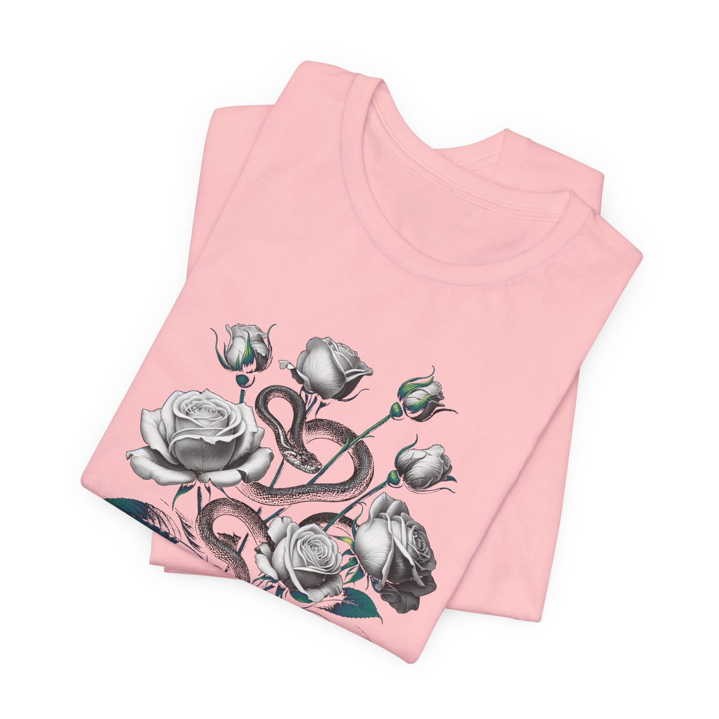 Rose and Snake Graphic Tee – Gothic Floral Vintage Shirt