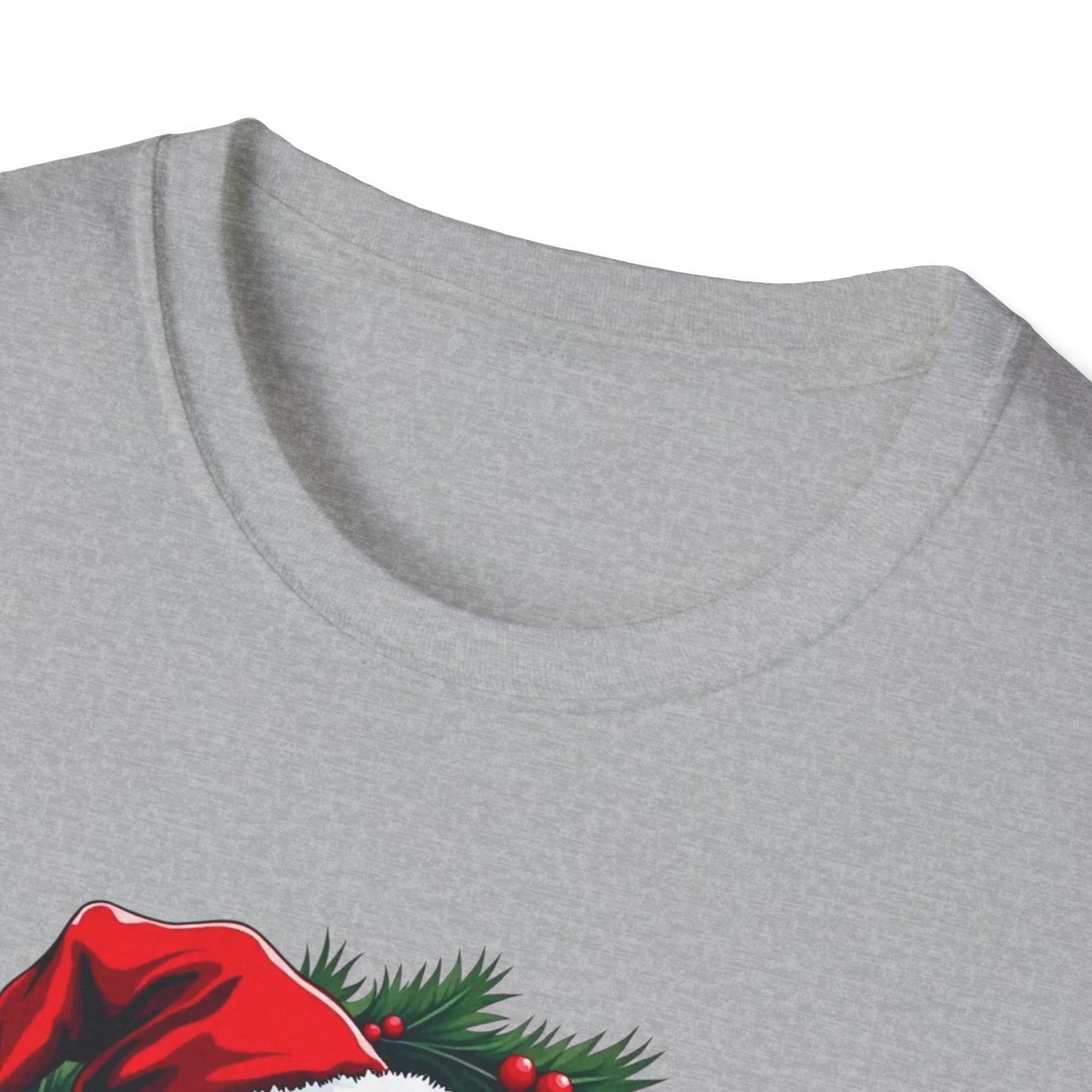 Christmas Wreath Bass Fishing T-Shirt — Santa Hat Fish Holiday Tee