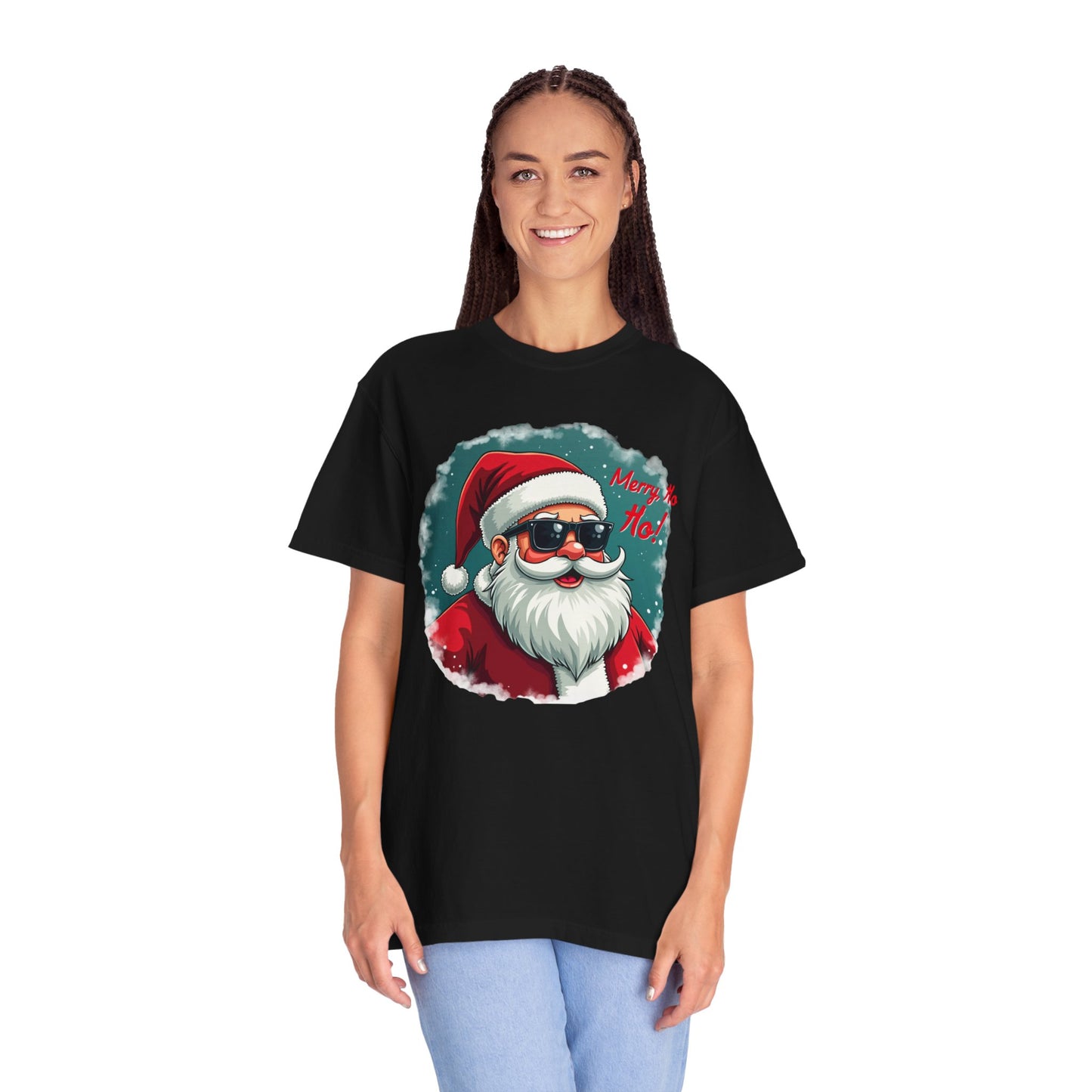 Santa Sunglasses T-Shirt — "Merry Ho Ho!" Cool Retro Christmas Tee