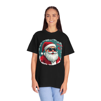 Santa Sunglasses T-Shirt — "Merry Ho Ho!" Cool Retro Christmas Tee