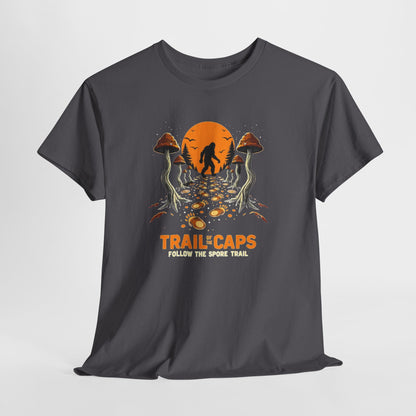Trailcaps Mushroom Tee — “Follow the Spore Trail” Forest Adventure Shirt
