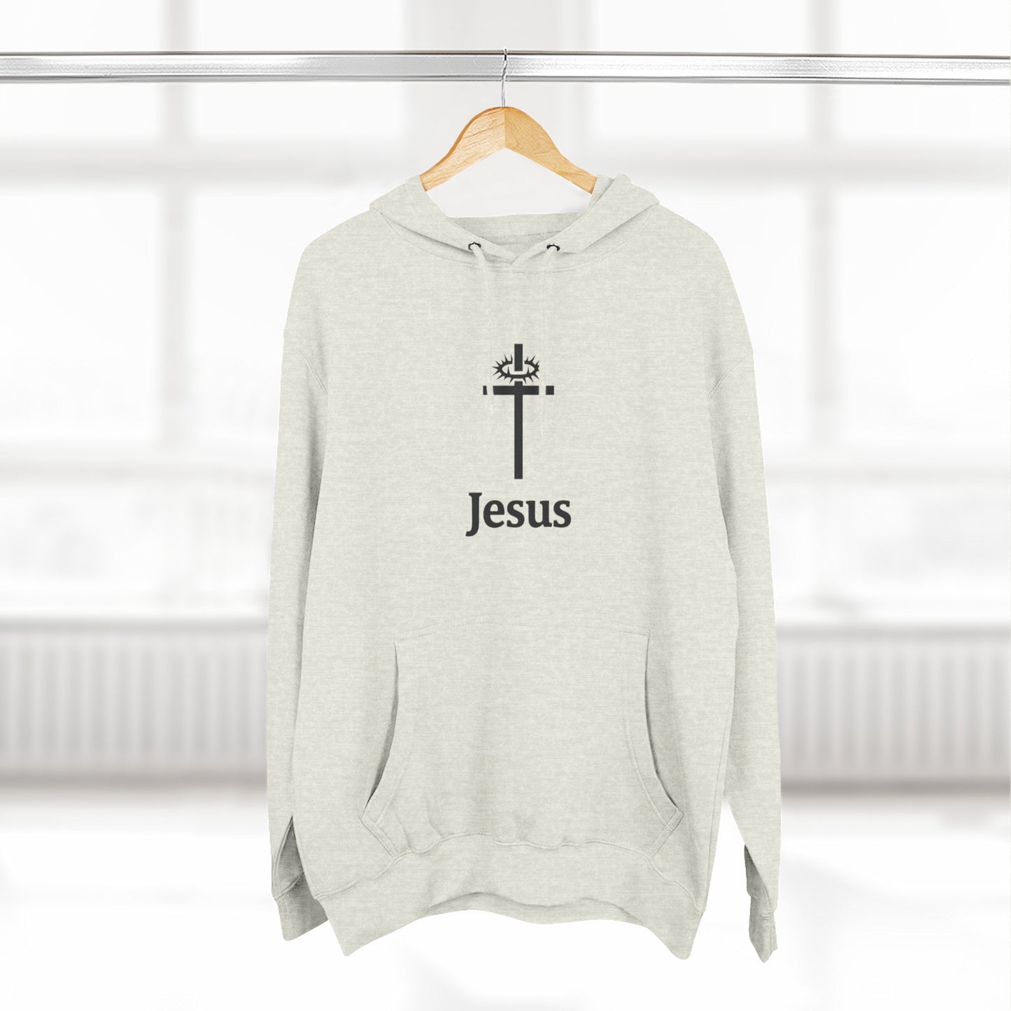 Jesus Cross Minimalist Hoodie — Faith Graphic Fleece Pullover