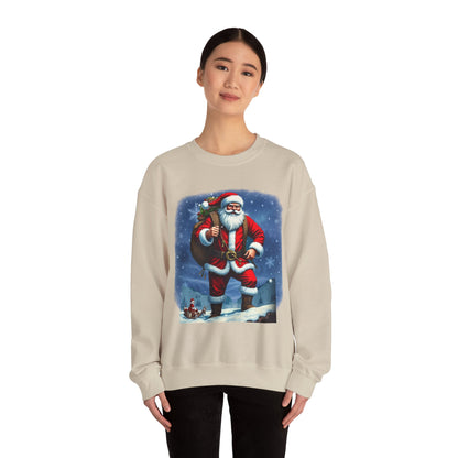 Santa Snow Hike, Graphic Sweatshirt – Vintage Holiday Christmas Crewneck