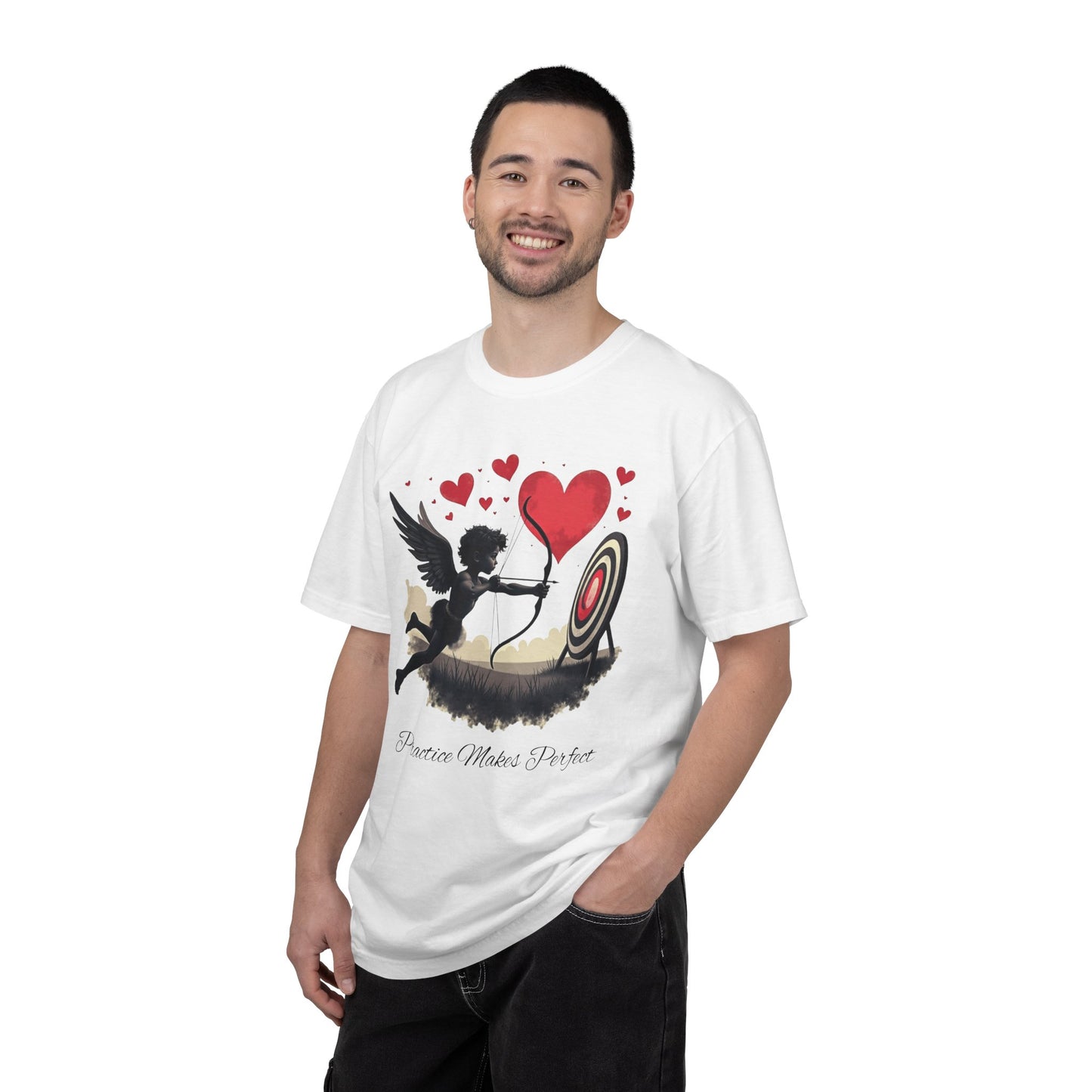 Cupid, Practice Makes Perfect, T-Shirt — Romantic Valentine Love Tee