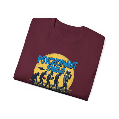 Psychonaut Evolution of Man Sunset, Unisex Tee, Retro Graphic T-Shirt, Music Festival Attire, Gift for Gamers, Casual Streetwear