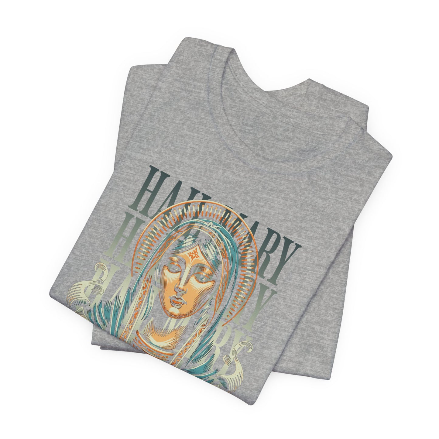 Mary Ave Maria Graphic Tee — 'Ave Maria' Vintage Religious Portrait T‑Shirt