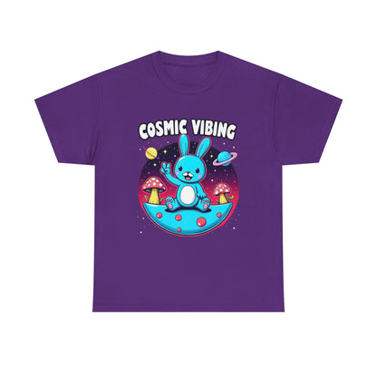 Cosmic Vibing Bunny, Tee — Cute Bunny Space Graphic T-Shirt