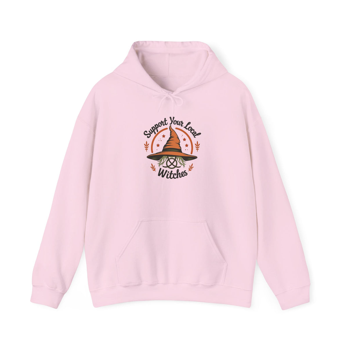 Support Your Local Witches Hoodie — Cute Witch Hat Graphic Pullover for Halloween