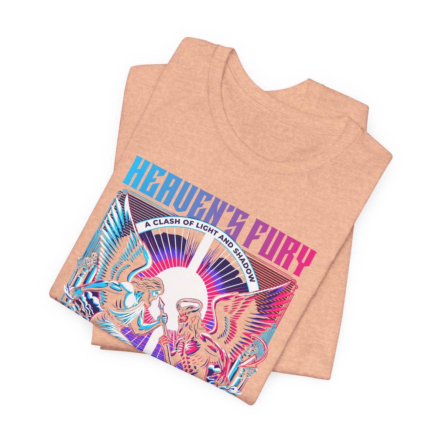 Heaven's Fury Graphic Tee — Neon Angel vs Demon Battle T-Shirt