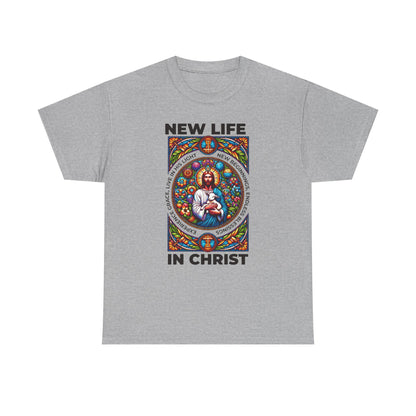 New Life In Christ T-Shirt — Christian Faith Graphic Tee (Stained Glass Jesus)