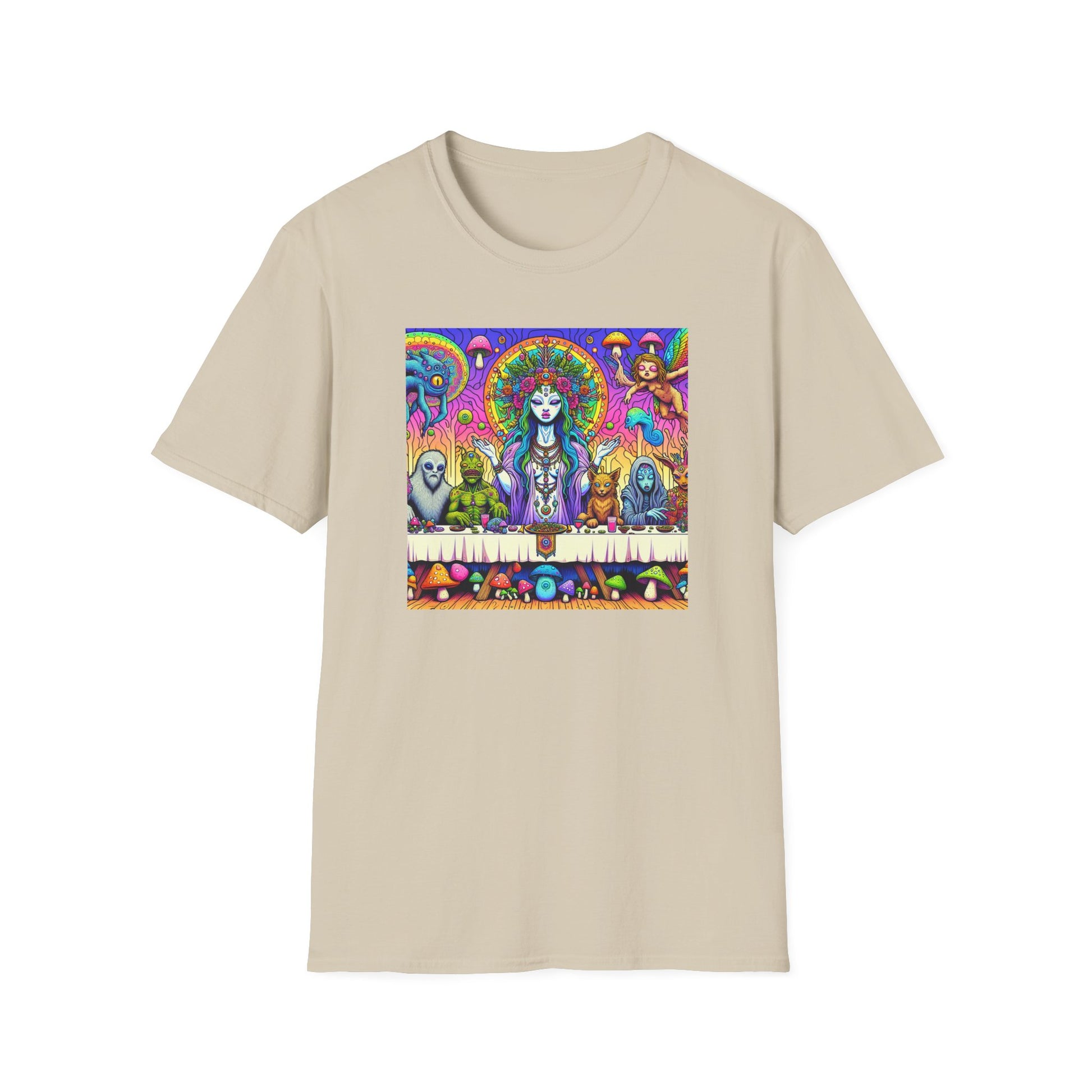 Mushroom Last Supper, Unisex Softstyle T-Shirt - Psychonaut Swag