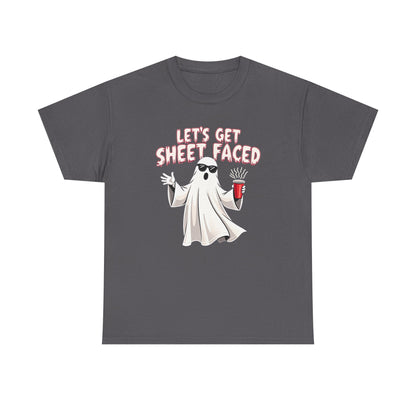 Let's Get Sheet Faced Ghost T‑Shirt — Funny Halloween Party Tee