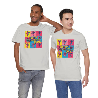 Valentine's Day Pop Art Tee — "Happy Valentine's Day!" Cupid Graphic Shirt