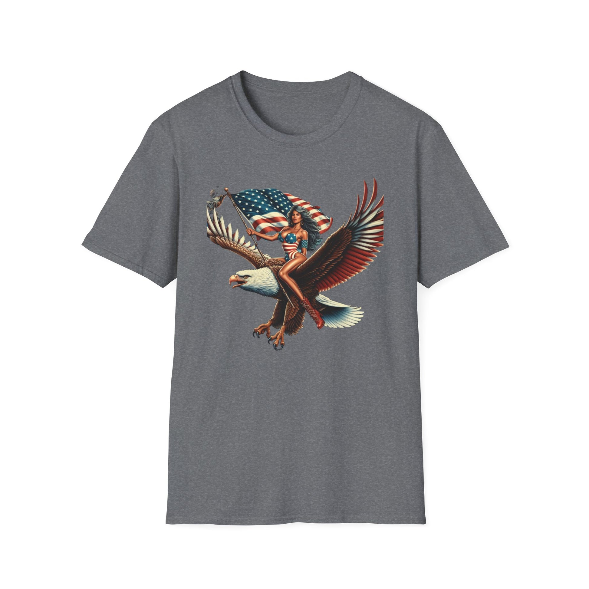 Patriot Riding Eagle, Graphic Tee - Unisex T-Shirt, Eagle Design, 4th of July Shirt, Independence Day Apparel, Festival Wear, Gift for Patriots - Psychonaut Swag