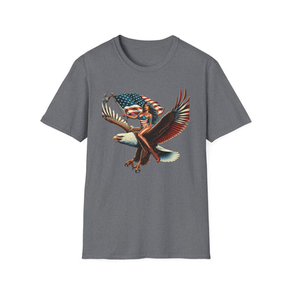 Patriot Riding Eagle, Graphic Tee - Unisex T-Shirt, Eagle Design, 4th of July Shirt, Independence Day Apparel, Festival Wear, Gift for Patriots - Psychonaut Swag