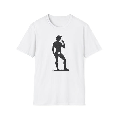 Statue with Clover Leaf — Classic Michelangelo David Silhouette Tee