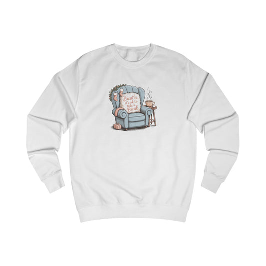 Book Lover Sweatshirt — Cozy Reading Chair Design (“Happiness is a Cup of Tea & a Good Book”)