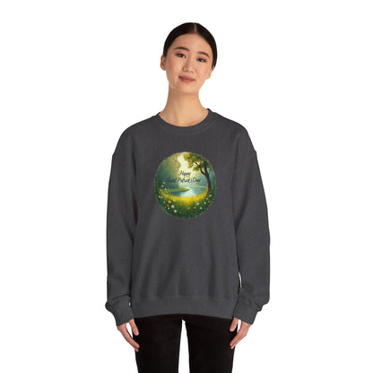 Saint Patrick’s Day Crewneck Sweatshirt — "Happy Earth Day" Nature Graphic