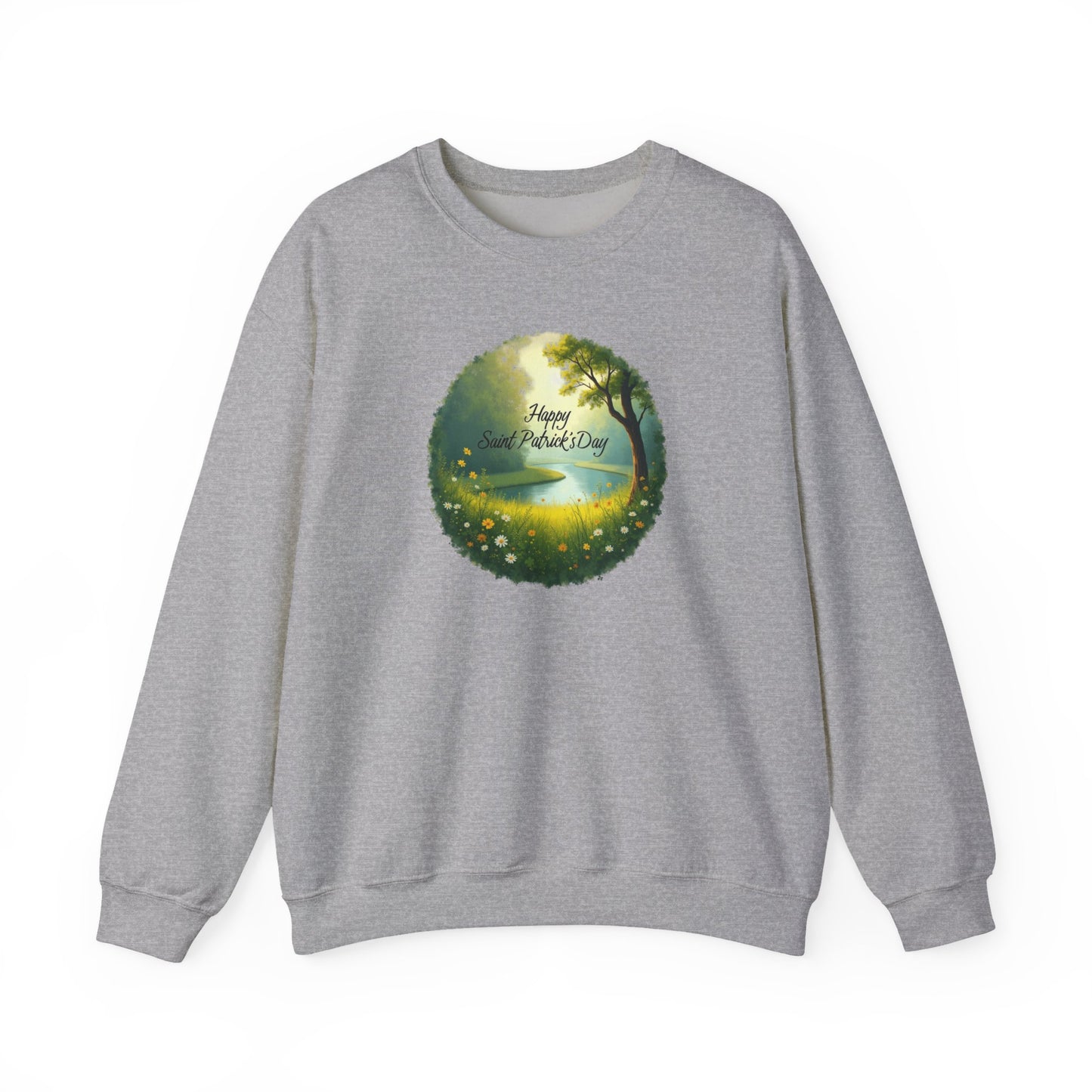 Saint Patrick’s Day Crewneck Sweatshirt — "Happy Earth Day" Nature Graphic