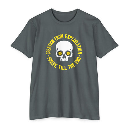 Skull Exploration T-Shirt | Unisex Tee for Adventurers, Fun Graphic Tee, Unique Gift for Explorers, Perfect for Casual Days, Evolution Theme