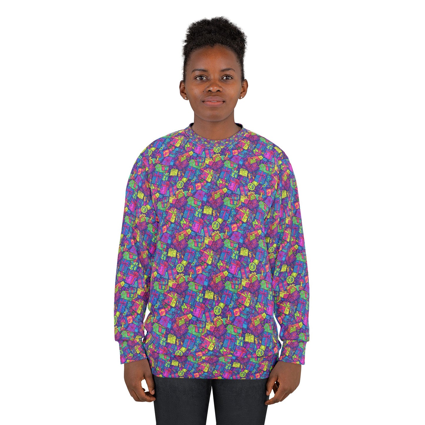 Retro 90's print Christmas Sweater, Unisex Sweatshirt (AOP)