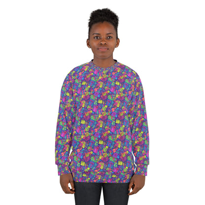 Retro 90's print Christmas Sweater, Unisex Sweatshirt (AOP)
