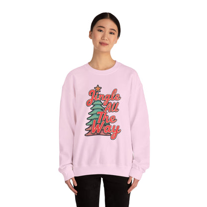 Christmas Sweatshirt — "Jingle All The Way" Retro Tree Holiday Crewneck