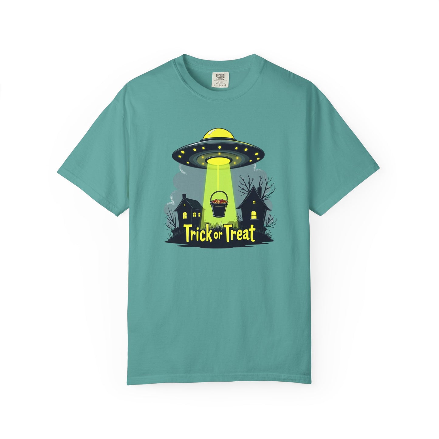 Halloween UFO Trick or Treat T-Shirt — Alien Abduction Spooky Tee