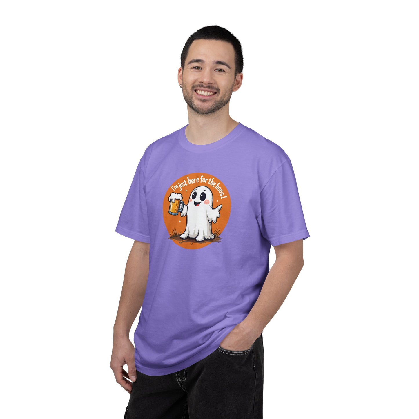 Halloween Ghost Beer T-Shirt — "I’m Just Here for the Boos" Cute Spooky Tee