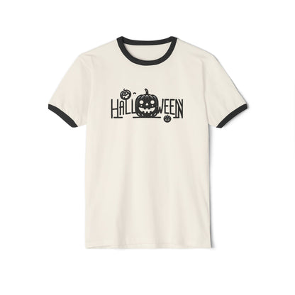 Halloween staple, Unisex Cotton Ringer T-Shirt, Spooky Graphic Tee, Fun Fall Fashion, Halloween Costume Top, Casual Halloween Wear