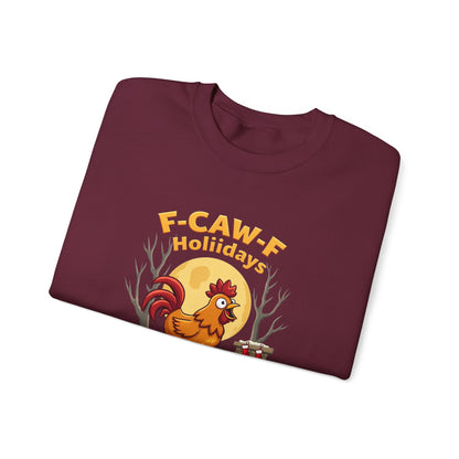 Rooster F-Caw-f Holiday sweater, Unisex Heavy Blend™ Crewneck Sweatshirt