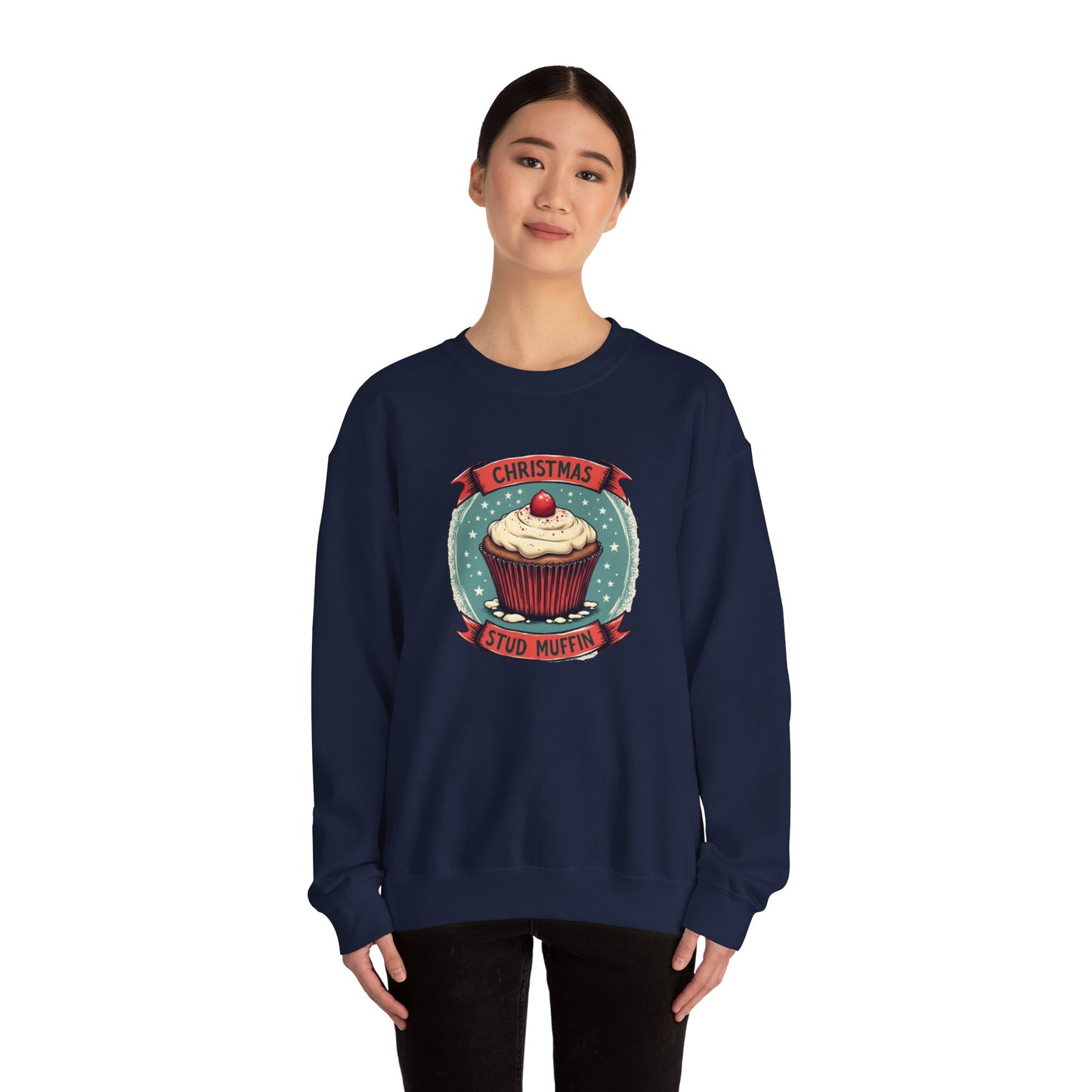 Christmas Stud Muffin with Icing Sweatshirt - Cute Holiday Cupcake Crewneck