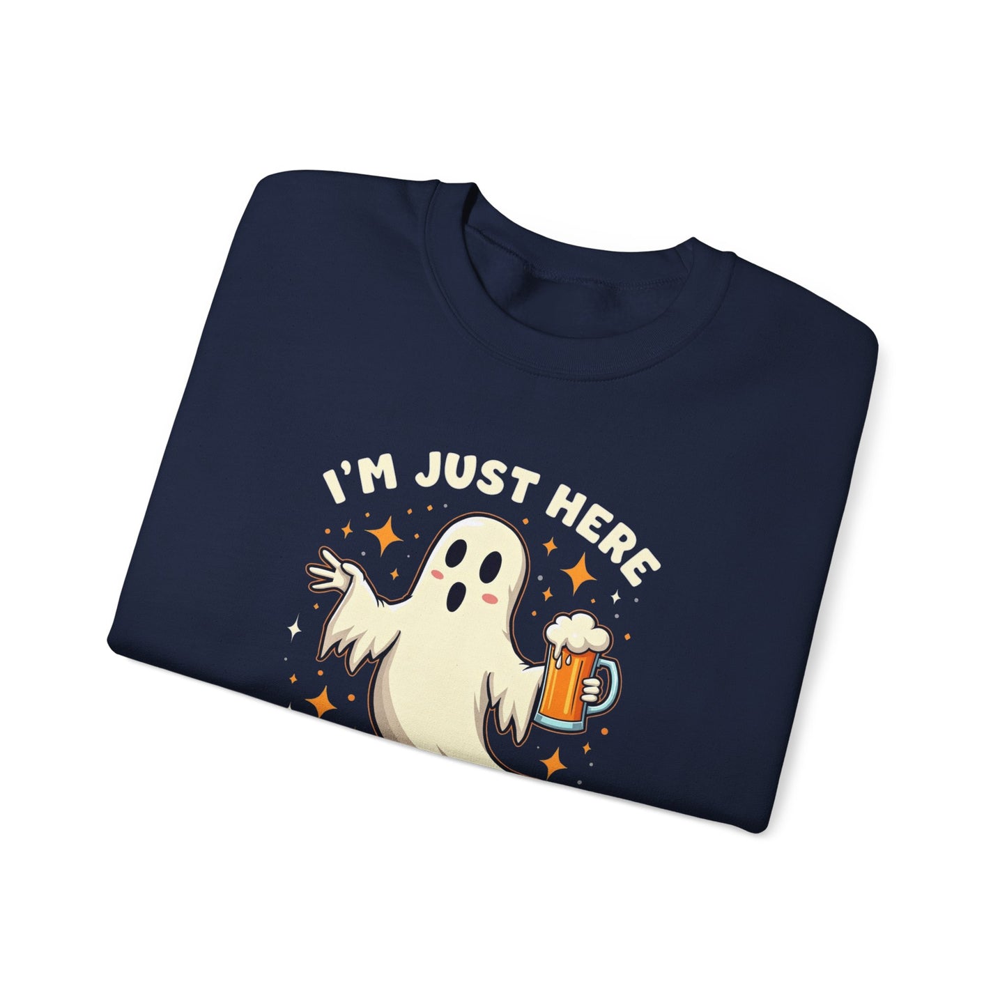 Halloween Ghost Sweatshirt — "I'm Just Here for the Boos" Cozy Crewneck