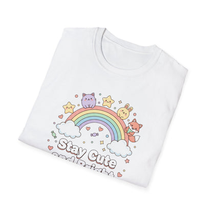Stay Cute and Bright Rainbow T-Shirt — Kawaii Animal Graphic Tee
