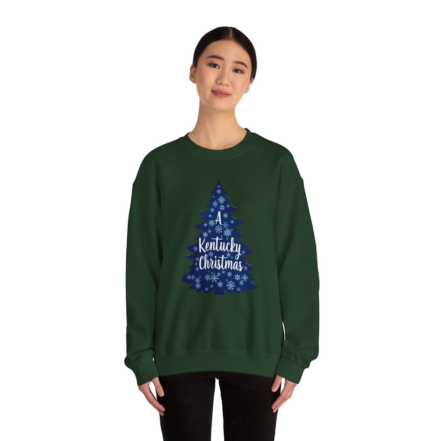 Kentucky Christmas Sweatshirt — Blue Plaid Tree Holiday Crewneck