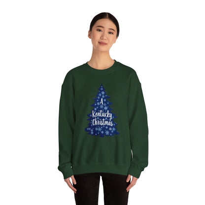 Kentucky Christmas Sweatshirt — Blue Plaid Tree Holiday Crewneck