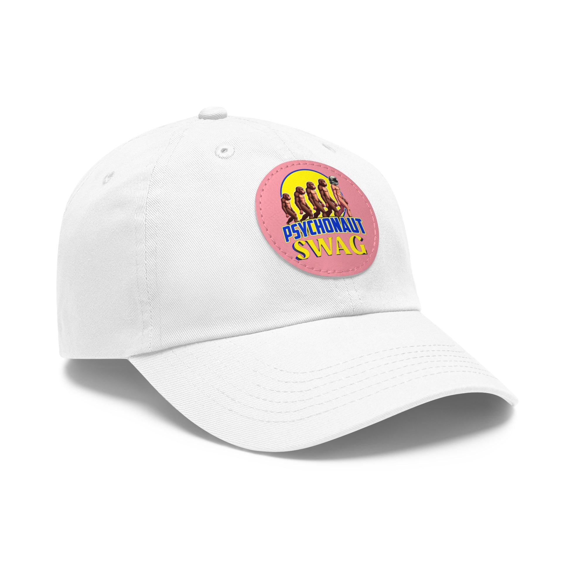 Psychonaut Swag Dad Hat with Leather Patch, Casual Cap for Outdoor Adventures, Fun Gift for Dads, Unique Street Style Hat - Psychonaut Swag