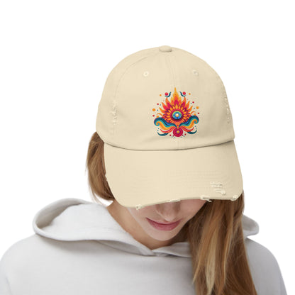Eternal Psychedelic Flame Distressed Cap — Exploring Love Vintage Hat