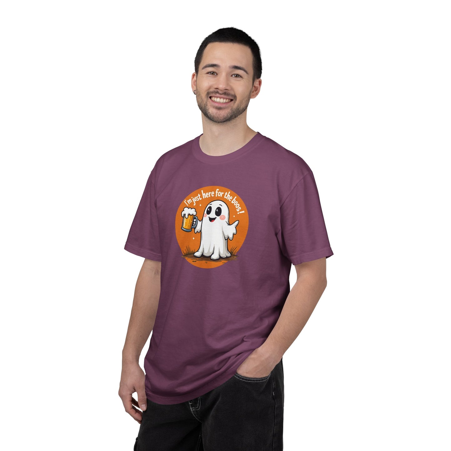 Halloween Ghost Beer T-Shirt — "I’m Just Here for the Boos" Cute Spooky Tee