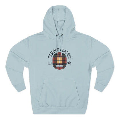 Campfire Classic Plaid Hoodie — Vintage Camping Fleece Pullover
