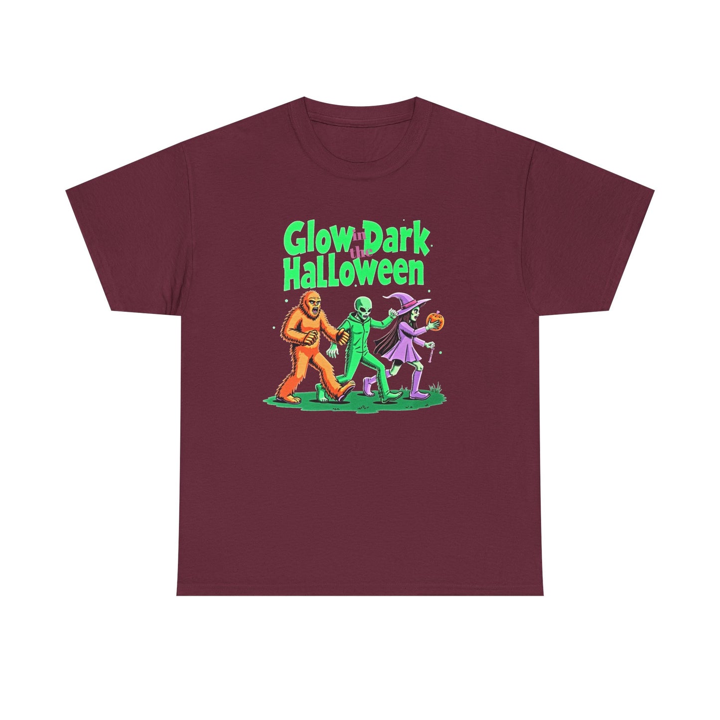 Retro Halloween Tee — Bigfoot, Alien, Witch, Trick-or-Treating Graphic T-Shirt