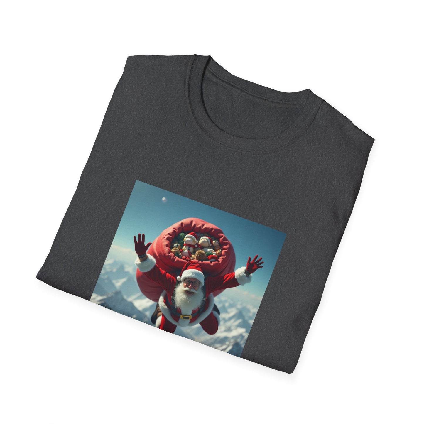 Skydiving Santa, Unisex Softstyle T-Shirt