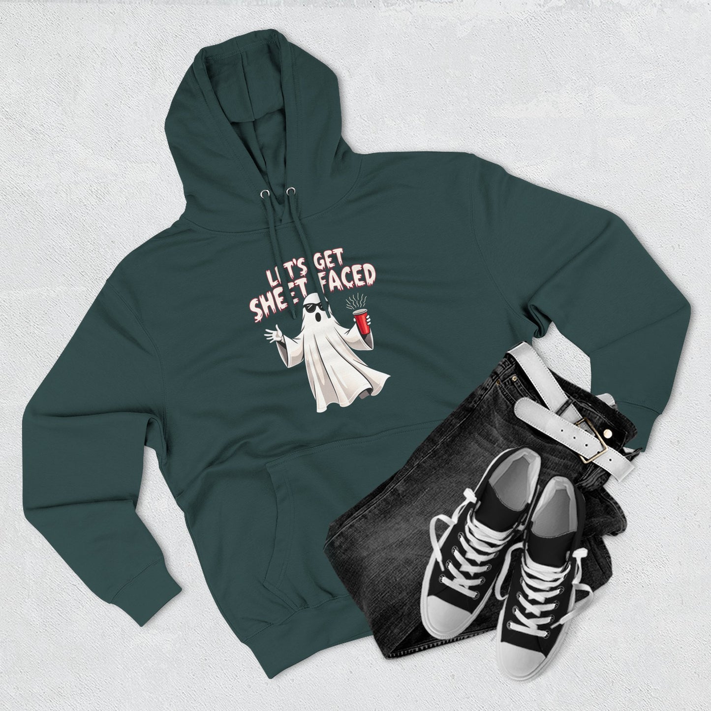 Let's Get Sheet-Faced Hoodie — Funny Ghost Halloween Pullover