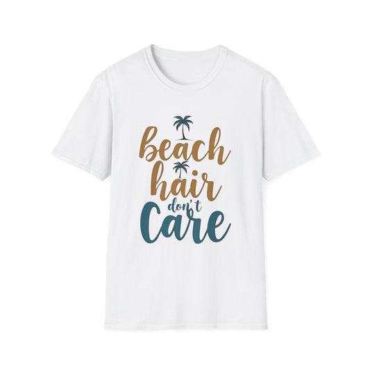 Beach Hair Don't Care Unisex T-Shirt, Summer Vibe Tee, Casual Beachwear, Gift for Beach Lovers, Vacation Attire - Psychonaut Swag