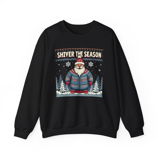 Crewneck Sweatshirt — "Shiver the Season" Santa Winter Graphic