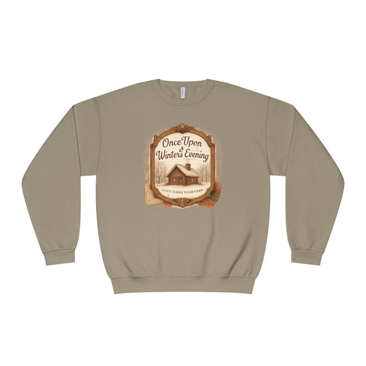 Once Upon a Winter's Cabin, Evening Sweatshirt — Cozy Vintage Holiday Crewneck