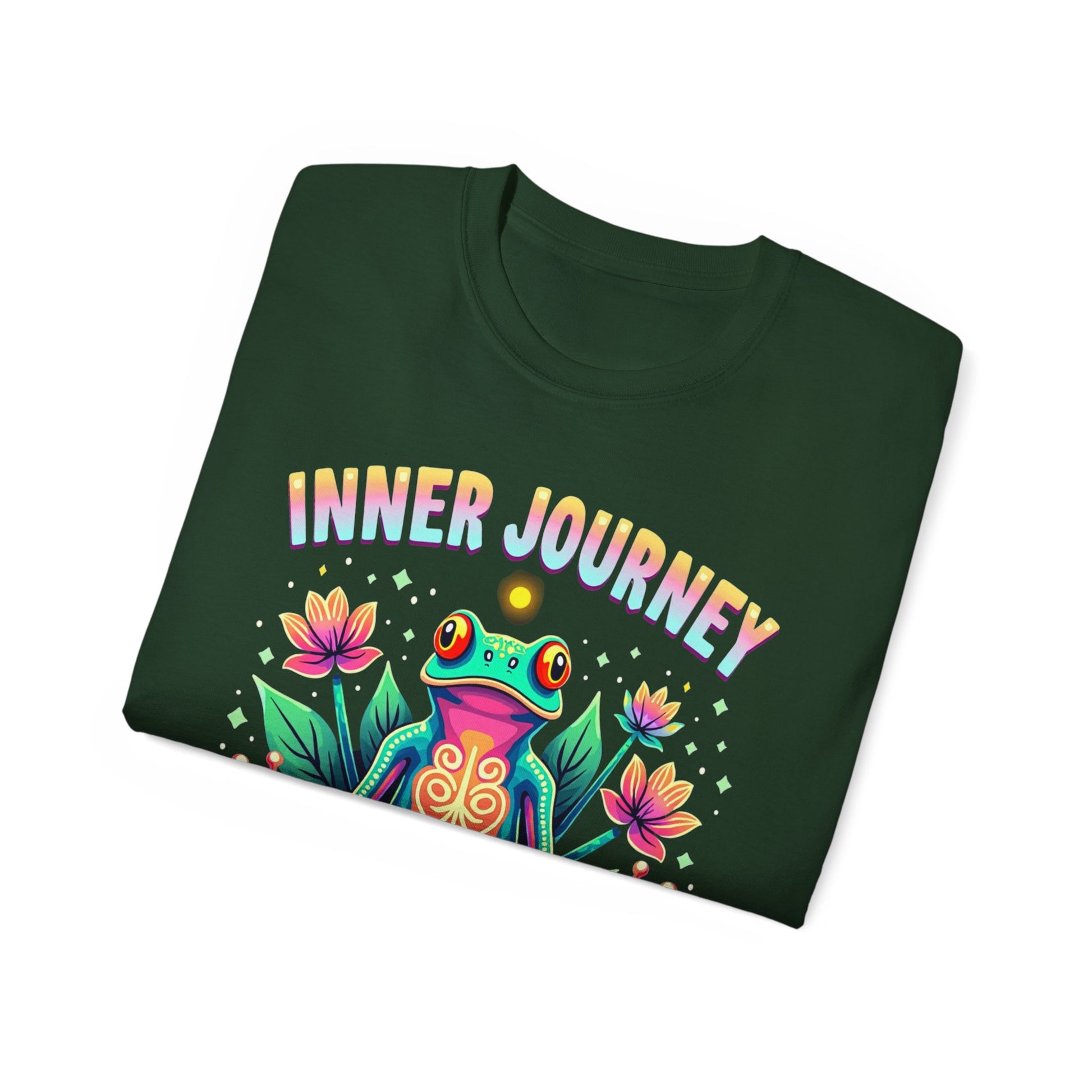 Inner Journey Unisex Ultra Cotton Tee - Vibrant Frog Design for Yoga and Meditation - Psychonaut Swag